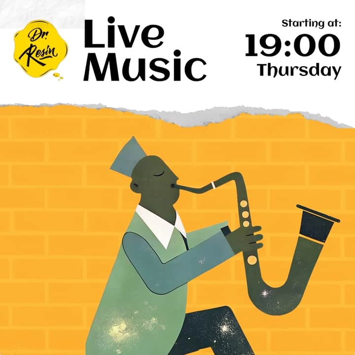 Poster of Live music event on Thursday at Dr Resin